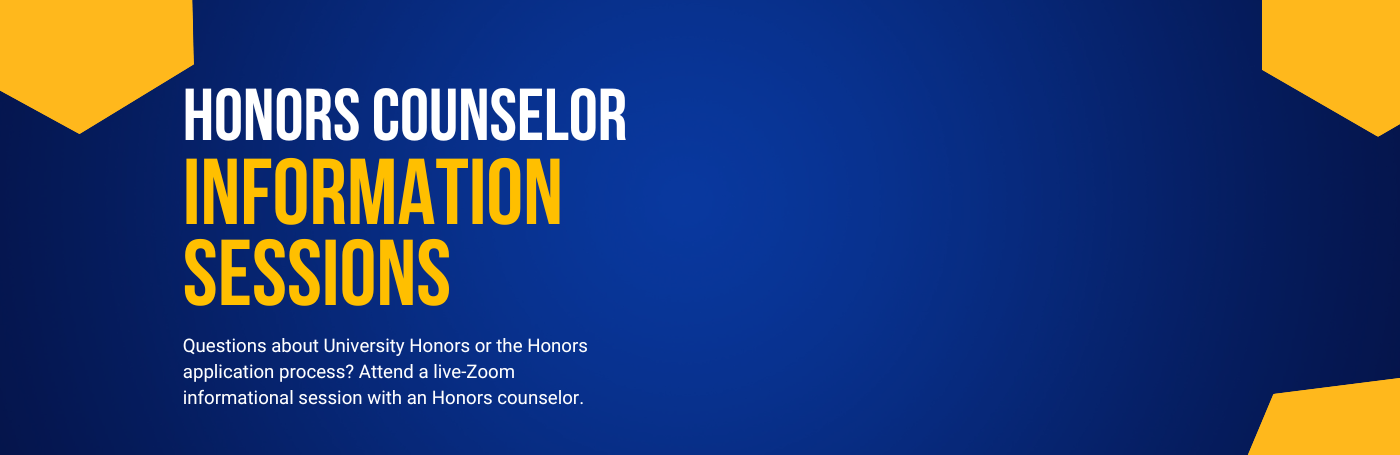 Blue and gold banner with text